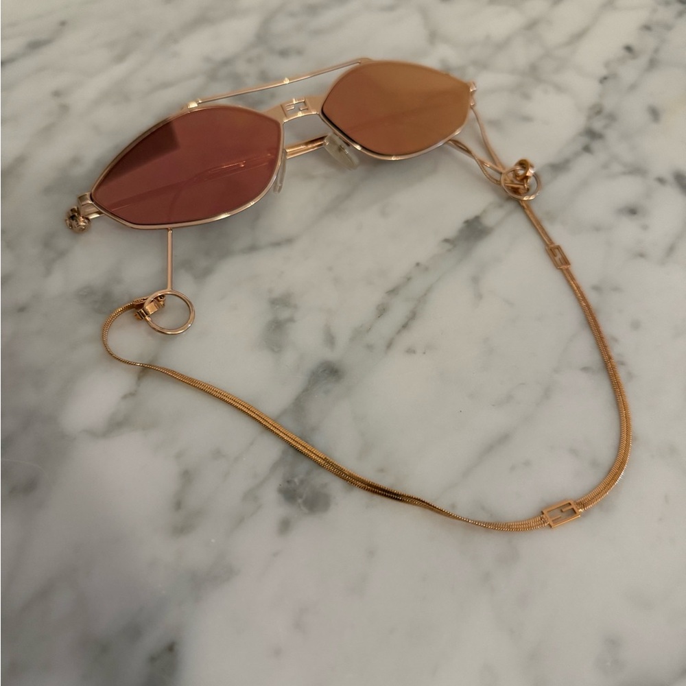 Fendi Baguette 57MM Oval Sunglasses Rose Gold